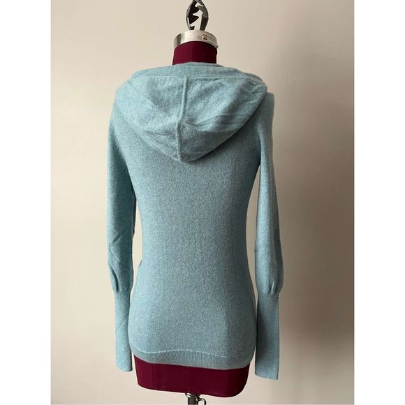 J.Crew Collection Cashmere Getaway Hoodie in  Blue Henley Sweater S - Picture 4 of 9